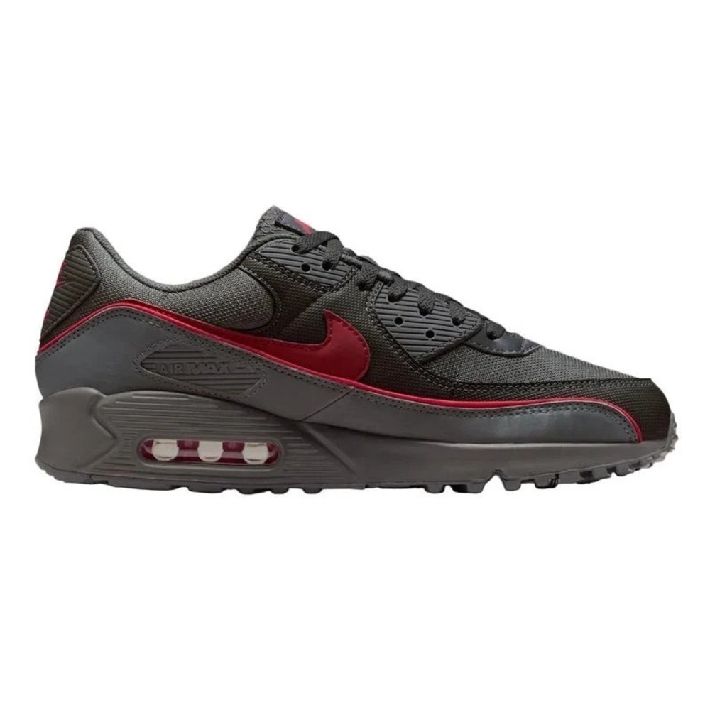 Nike Air Max 90 Premium Mens Size 7 Iron Grey University Red Shoes‎ HV4517-001